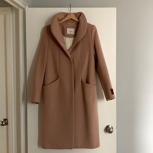 Aritzja Wilfred Wool Cocoon Coat Long, Pink, Small